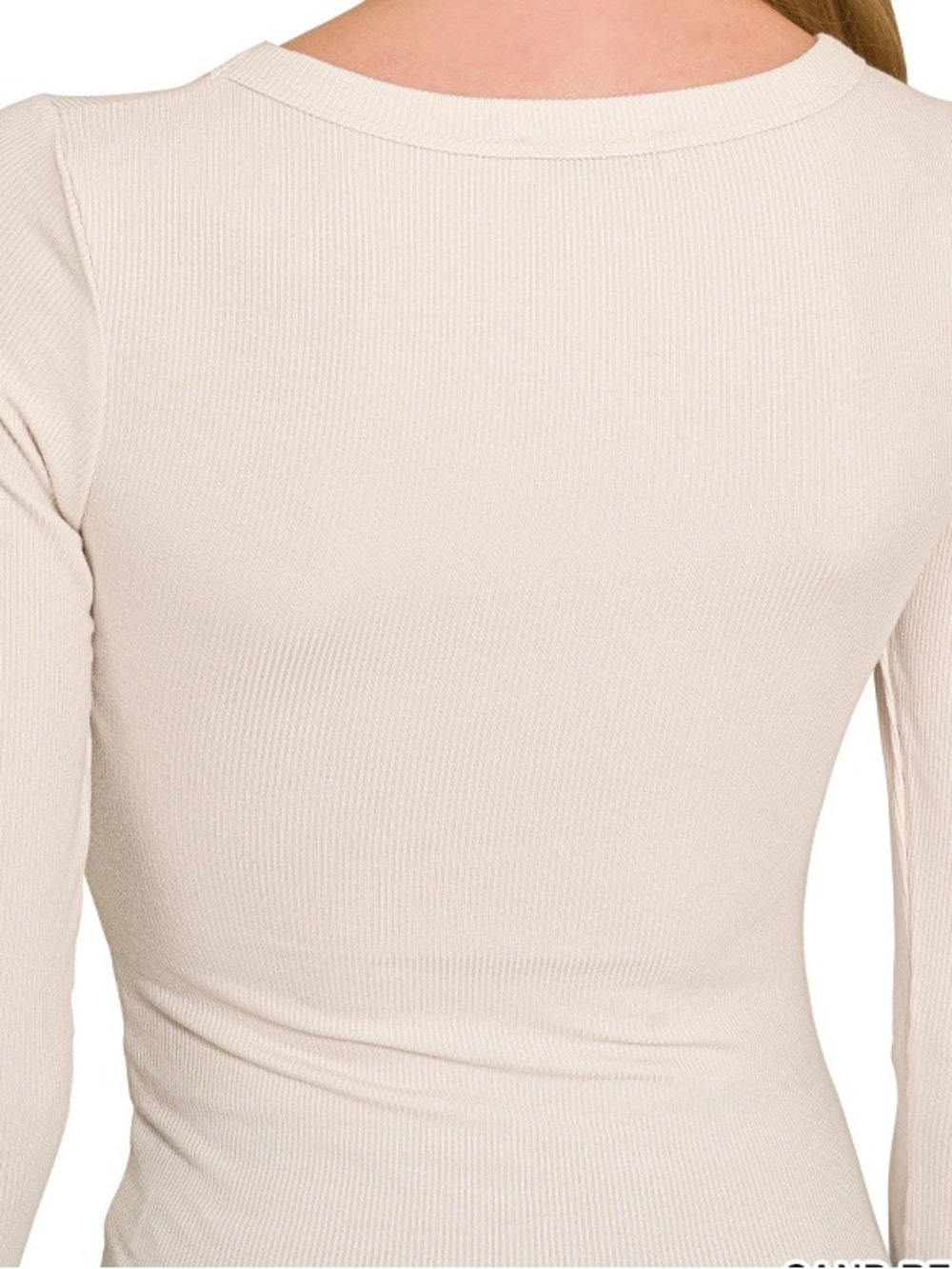 “ Everyday Bliss Long Sleeve “ Tee | Sand Beige / White - Picture 5 of 8